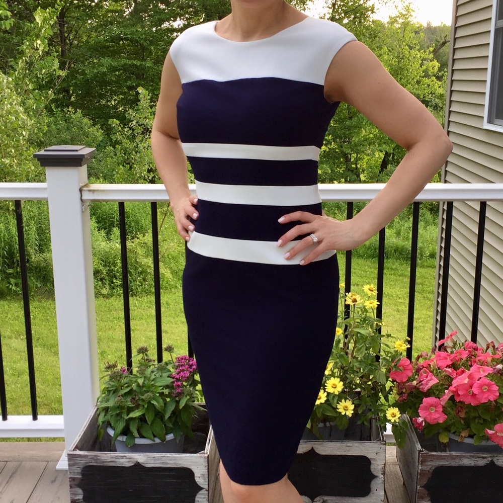Ralph Lauren Navy And White Striped Dress